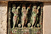 Ananda temple Bagan, Myanmar. Green-glazed terra-cotta Jataka plaques. 